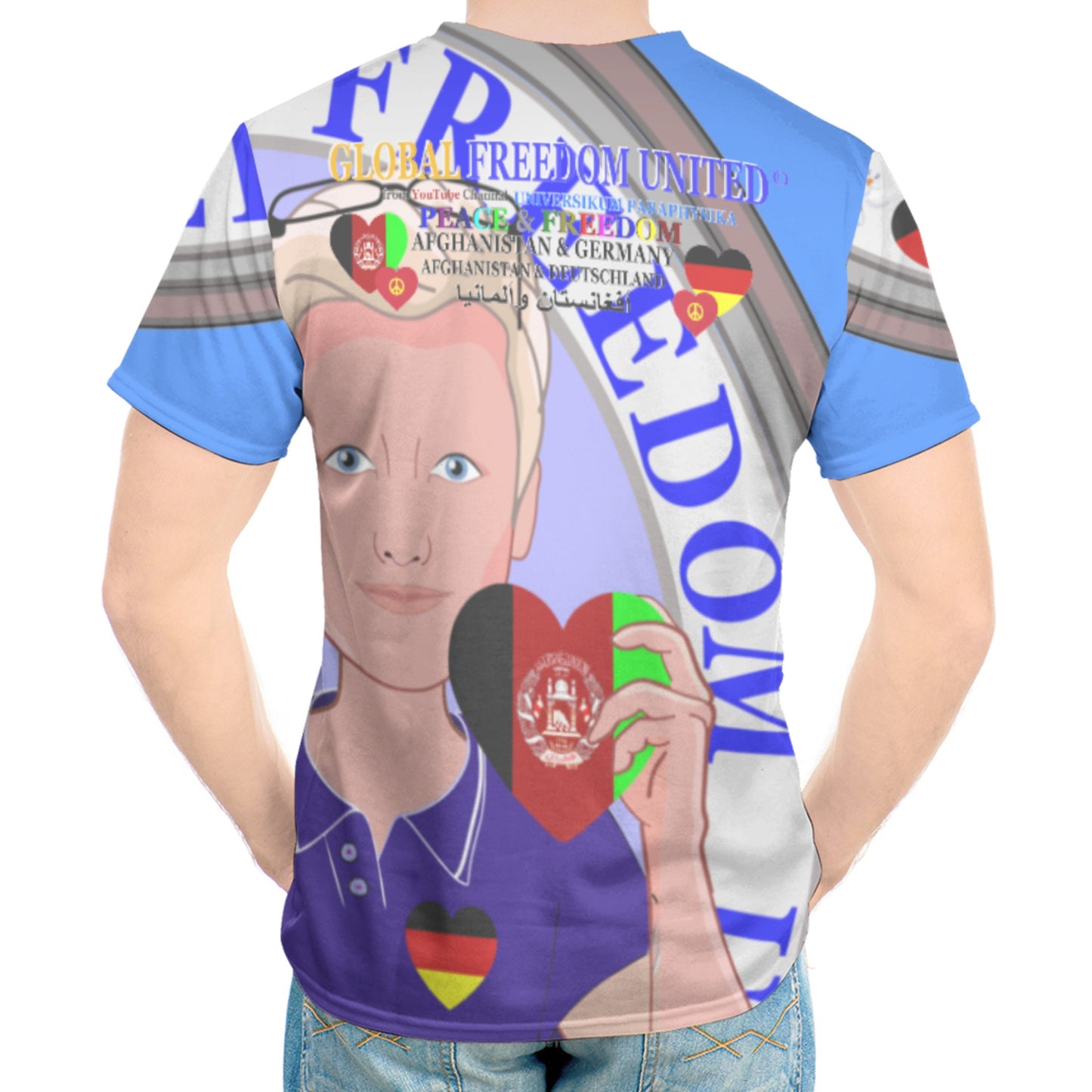 Men´s T-Shirt GLOBAL FREEDOM UNITED© AFGHANISTAN & GERMANY Blue