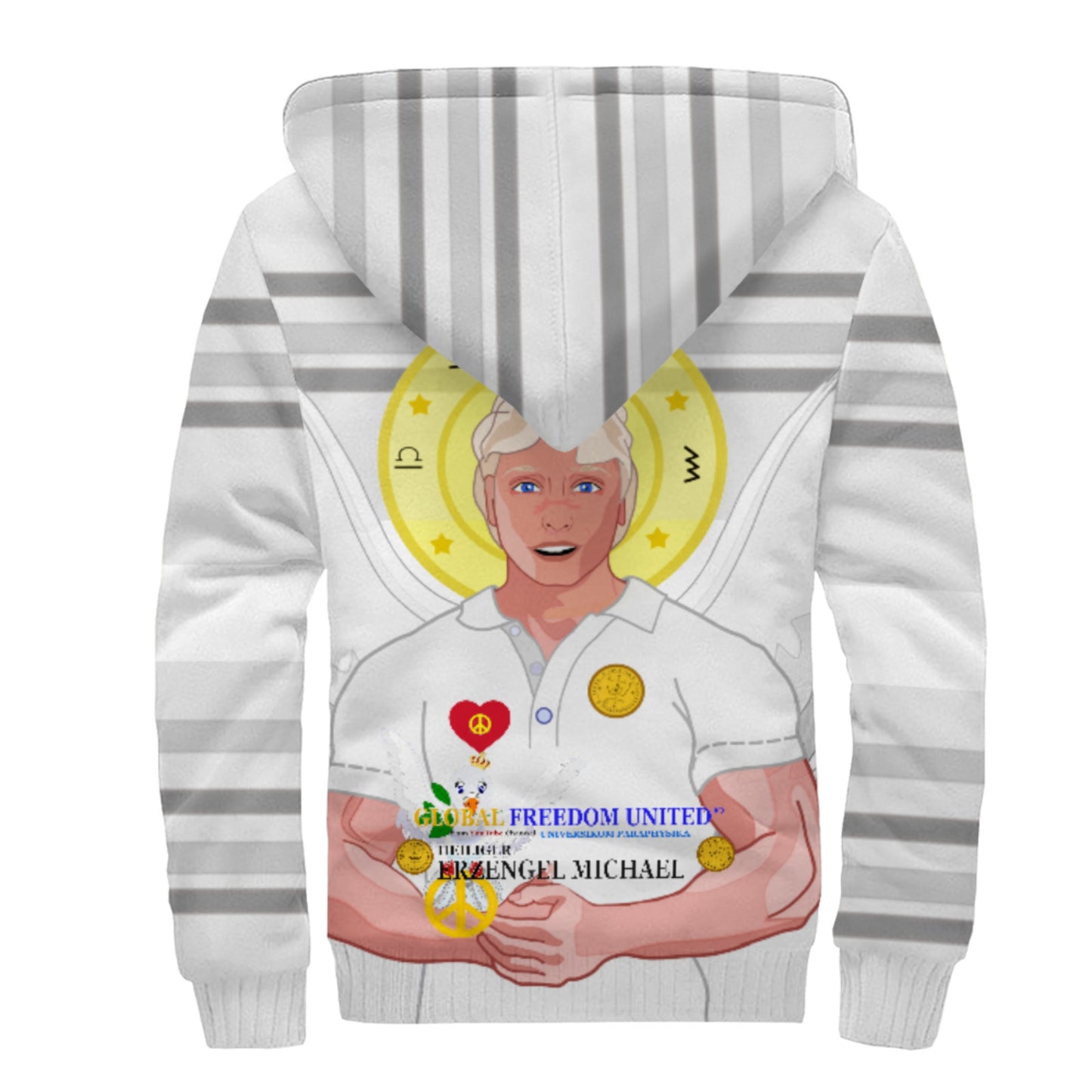 Plush Hoodie Global Freedom United Archangel Michael German Grey