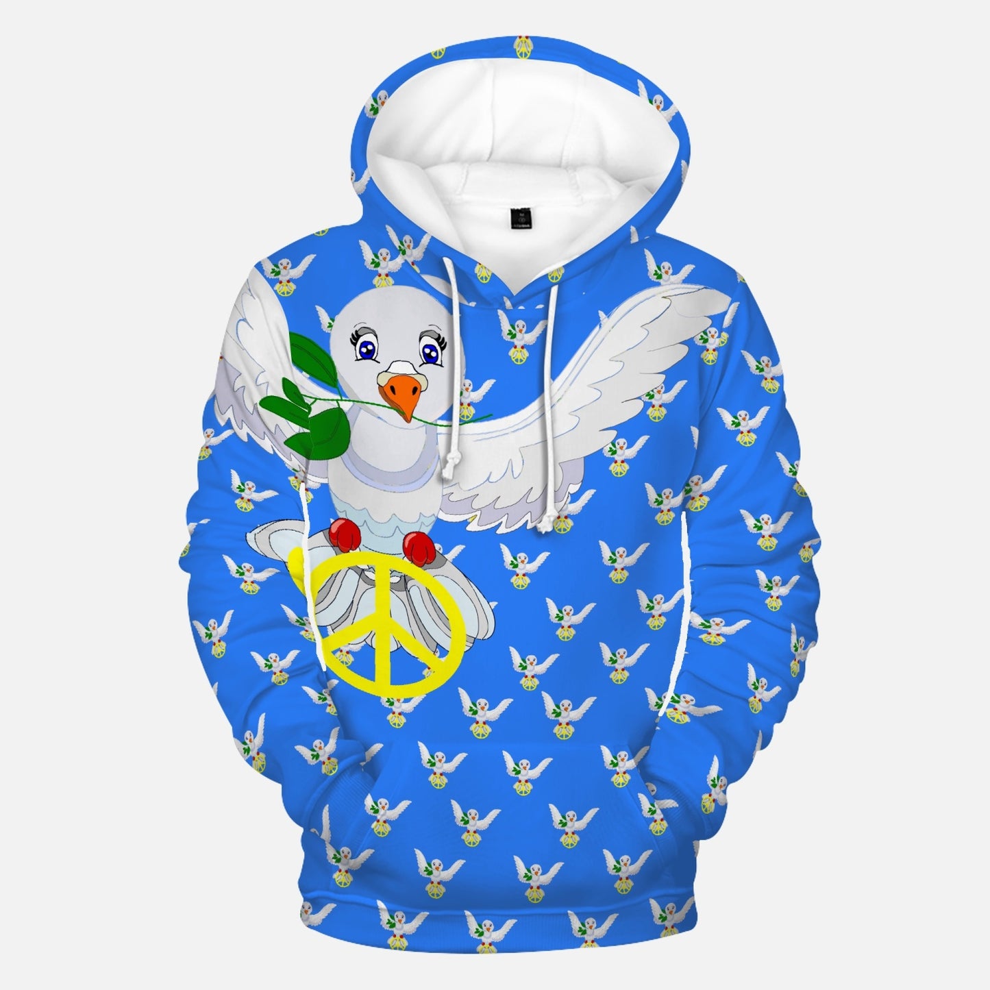 GLOBAL FREEDOM UNITED DOVE OF PEACE OLD PEACE BLUE Round Collar Hoodie
