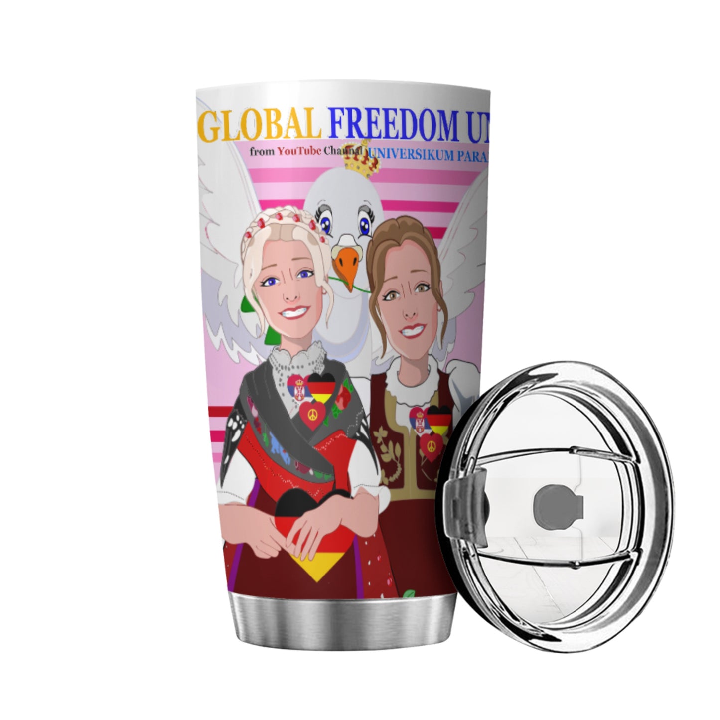 Tumbler GLOBAL FREEDOM UNITED© Women Serbia & Germany Pink2