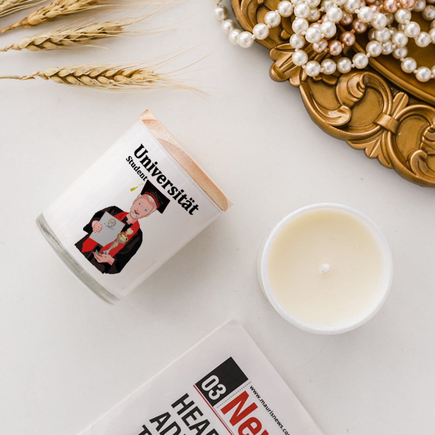 Scented Soy Candle Global Freedom United Student Boy Golden Place Blond Hair 1 Red