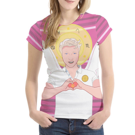 Women´s T-shirt Global Freedom United Archangel Raphael German Pink1