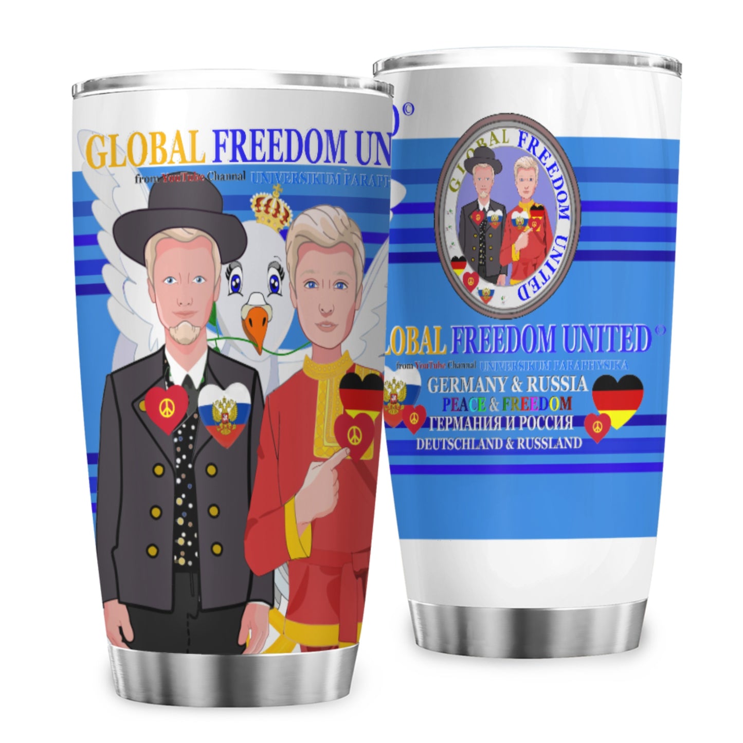 Tumbler Global Freedom United Men Germany & Russia Old Peace Deep Blue