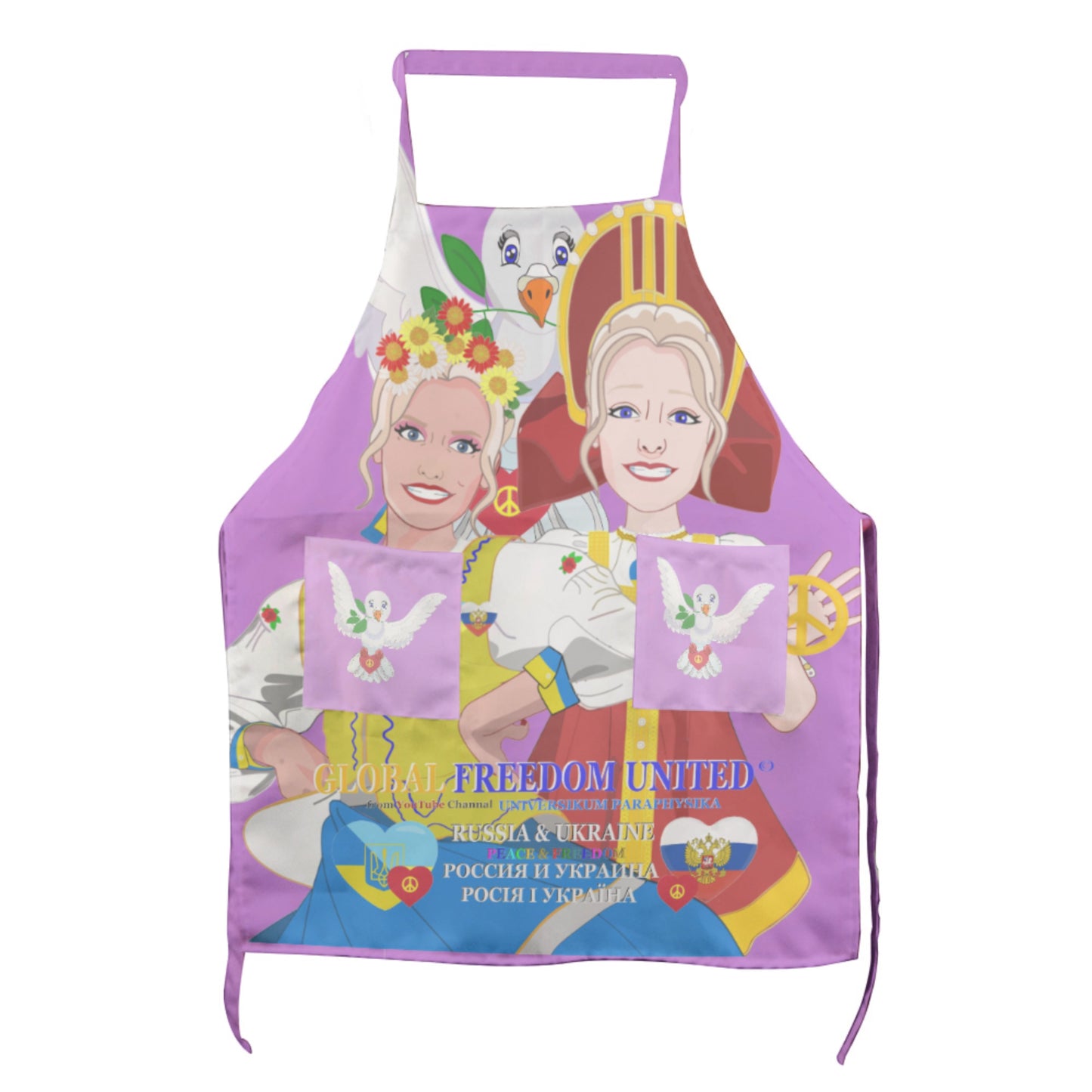 Apron GLOBAL FREEDOM UNITED© Women Ukraina & Russia Lilac