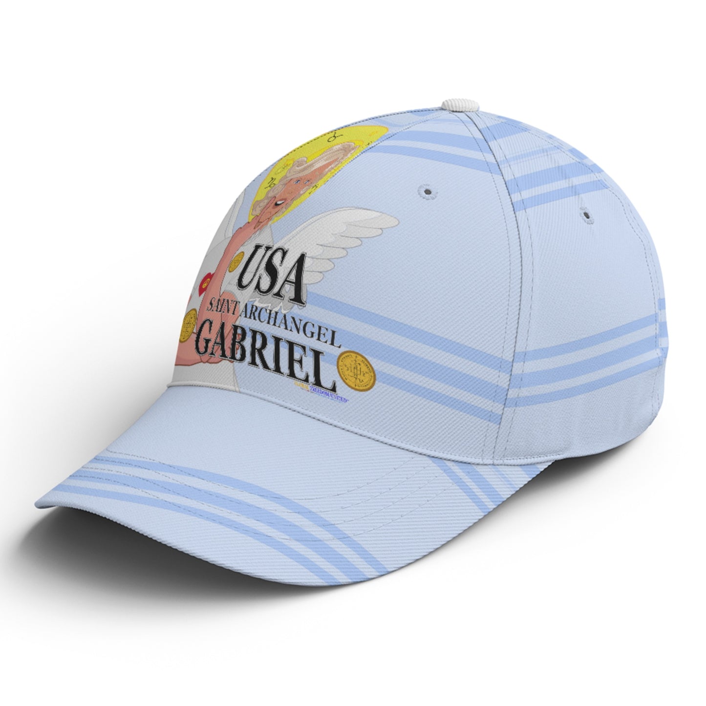 Basketball Cap Global Freedom United Archangel Gabriel Usa Light Blue