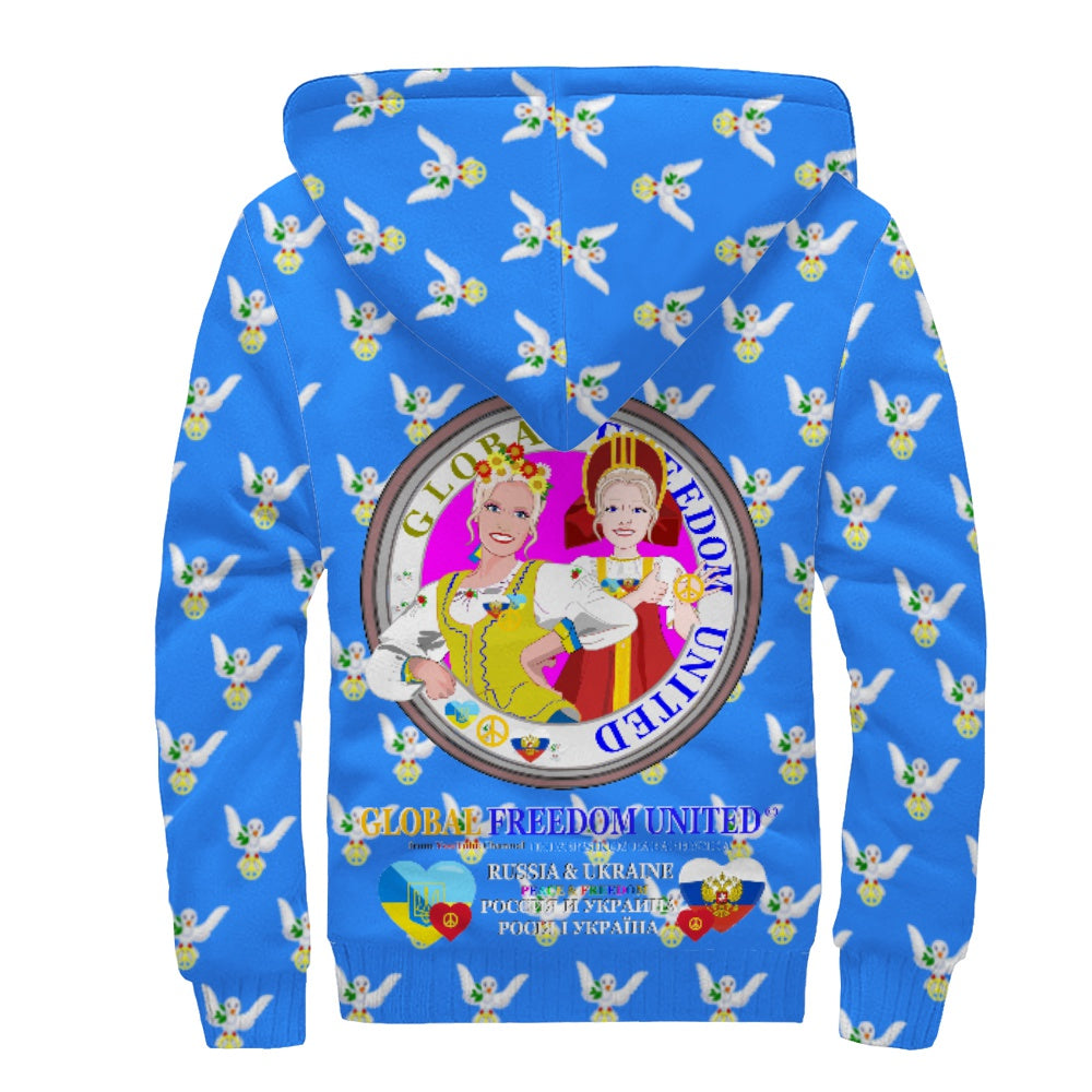 Plush Hoodie GLOBAL FREEDOM UNITED© Women Ukraina & Russia Blue