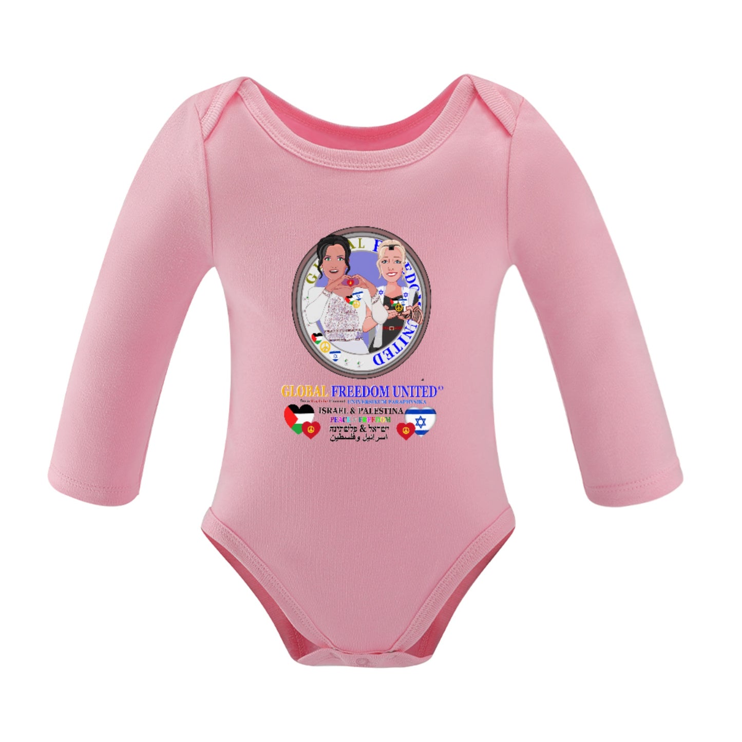 Baby Long-sleeve Bodysuit Global Freedom United Girl Israel & Palestina