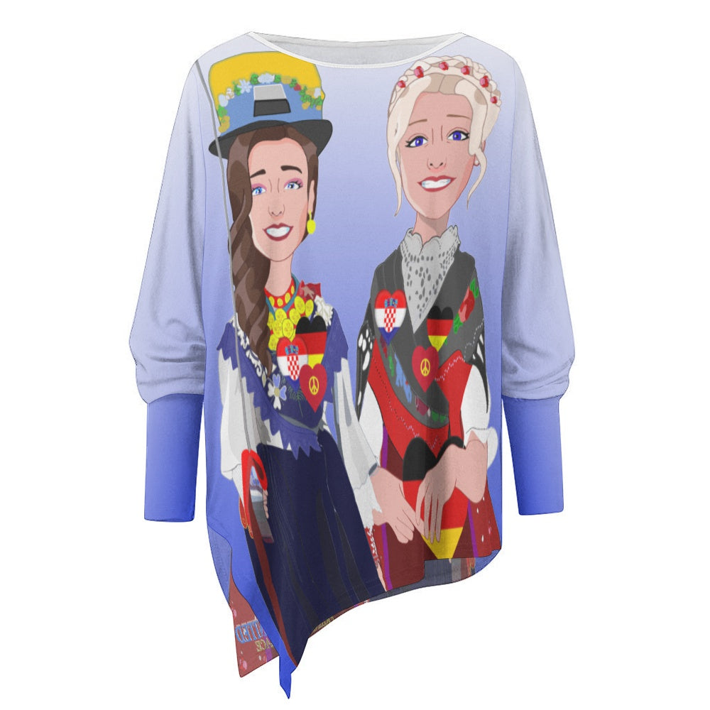 Pullover Long Sleeve T-shirt GLOBAL FREEDOM UNITED© Women Croatia & Germany