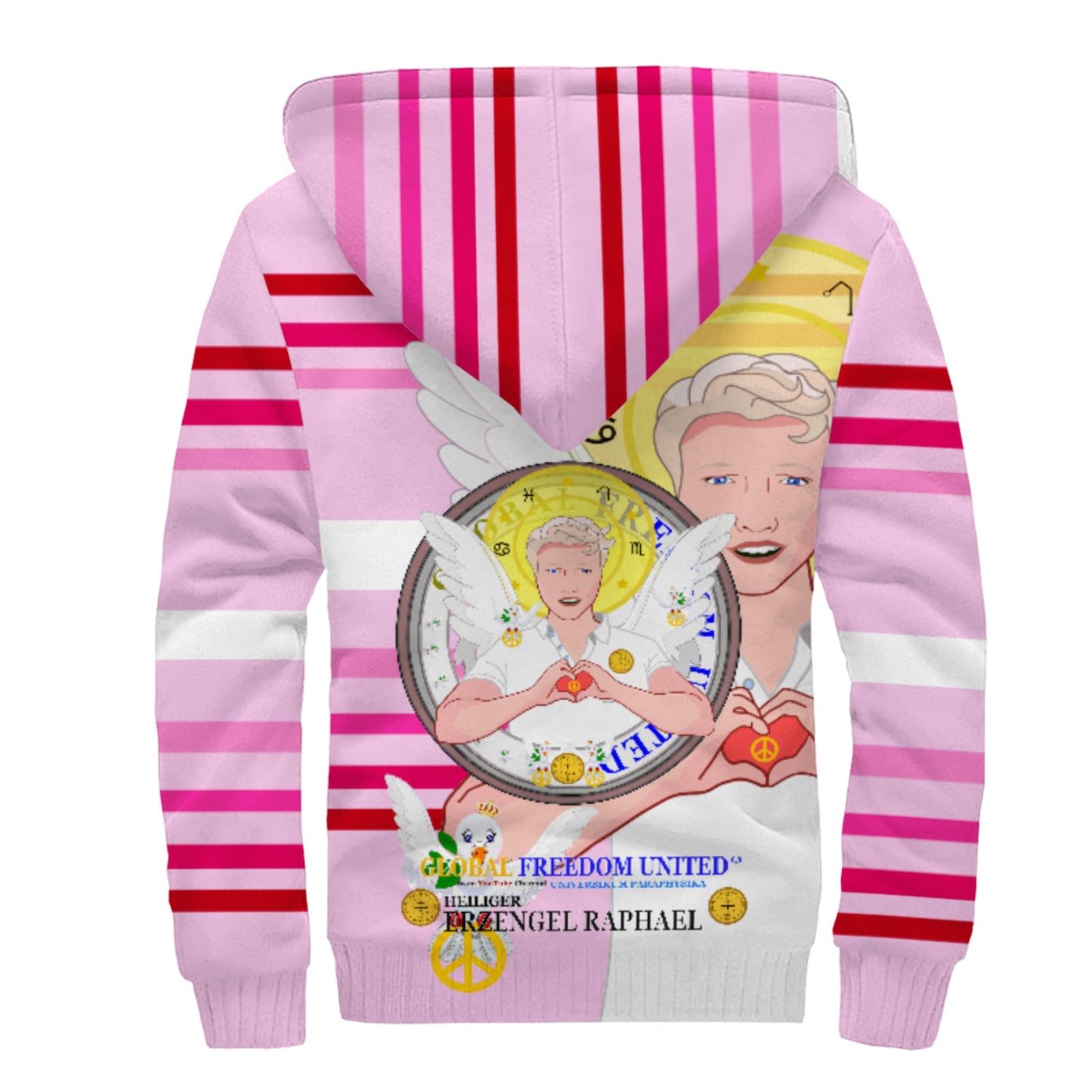 Plush Hoodie Global Freedom United Archangel Raphael German Pink2