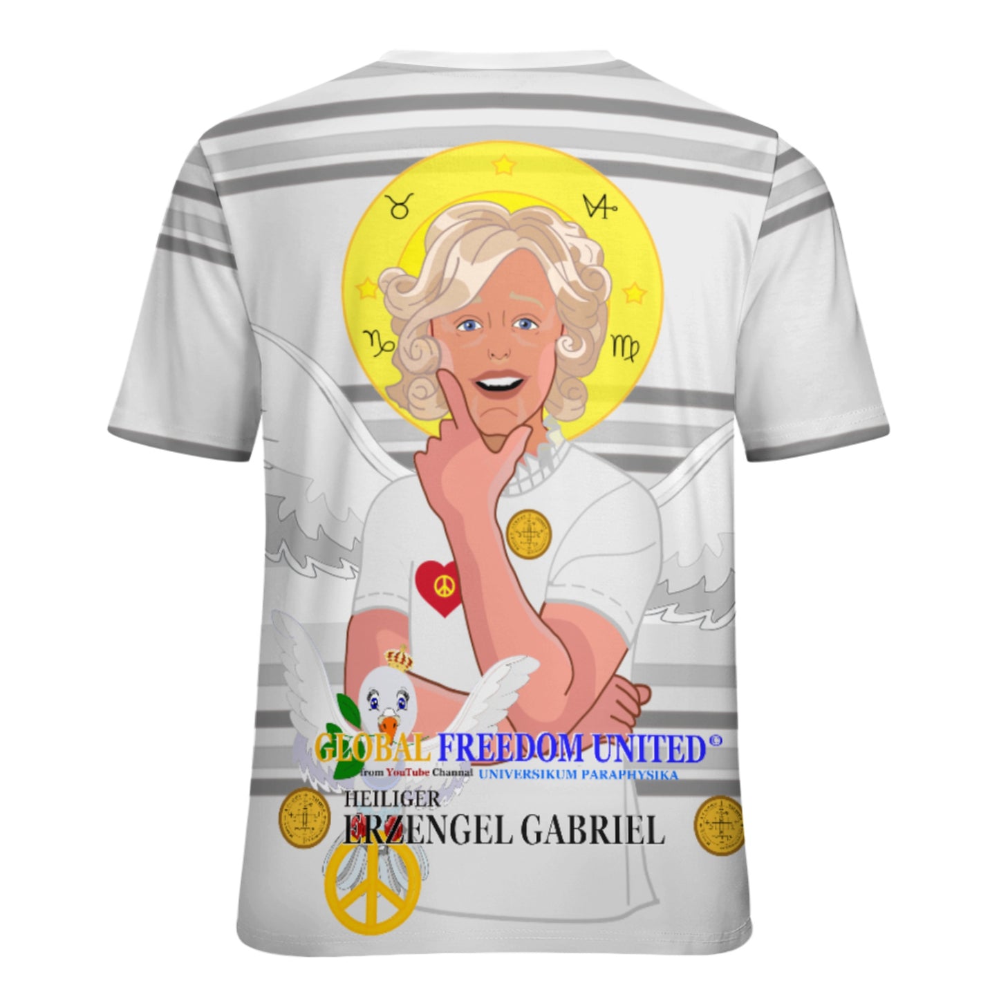 Women´s T-shirt 2 GLOBAL FREEDOM UNITED© Archangel Gabriel German Grey
