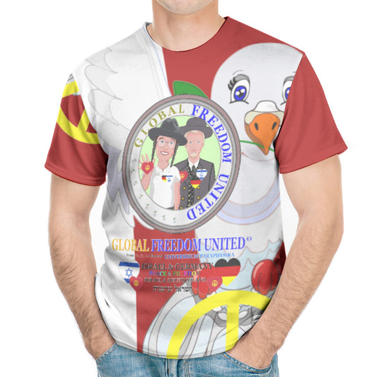 Men´s T-shirt GLOBAL FREEDOM UNITED© Israel & German Version 1 Red