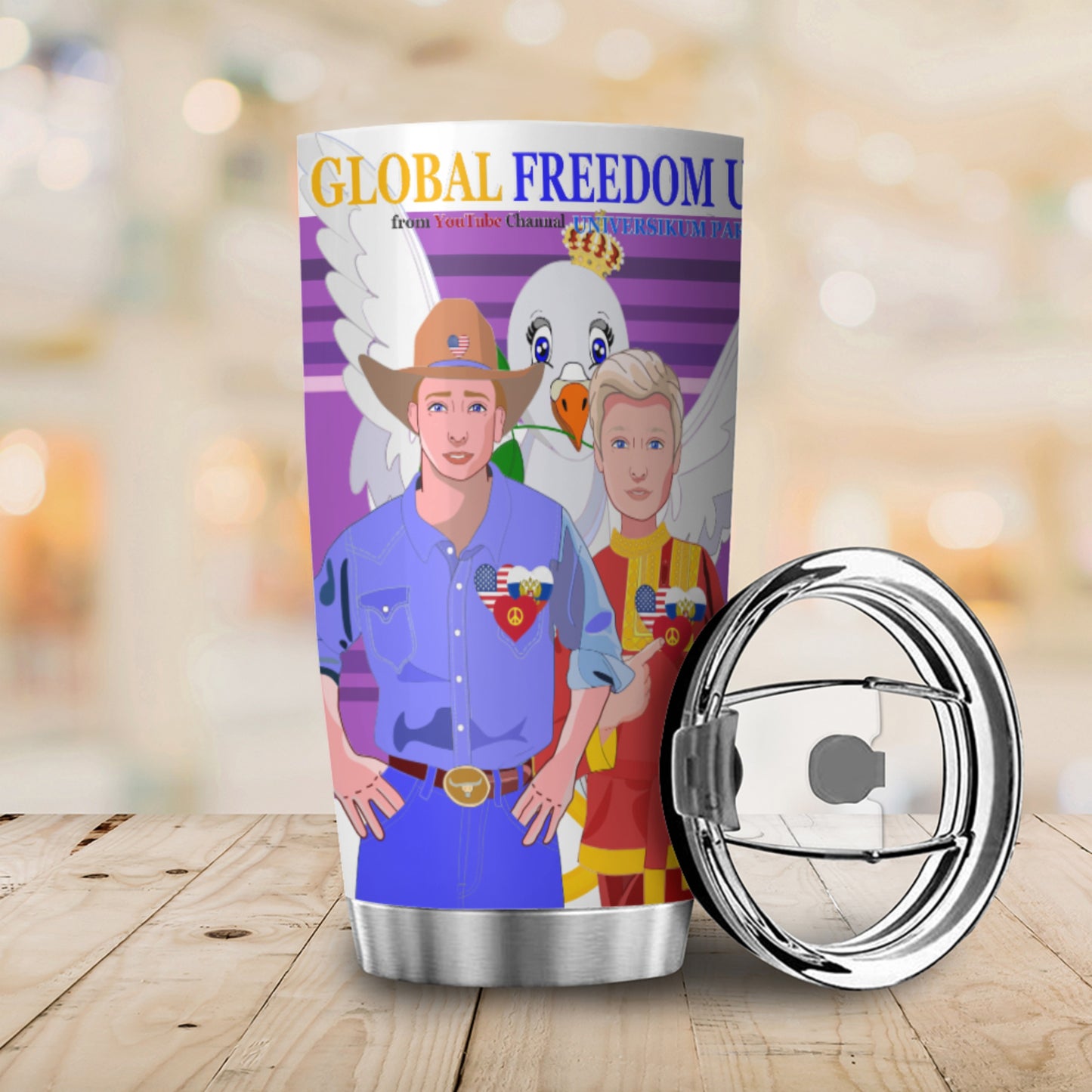 Tumbler GLOBAL FREEDOM UNITED© Men Russia & USA Lilac