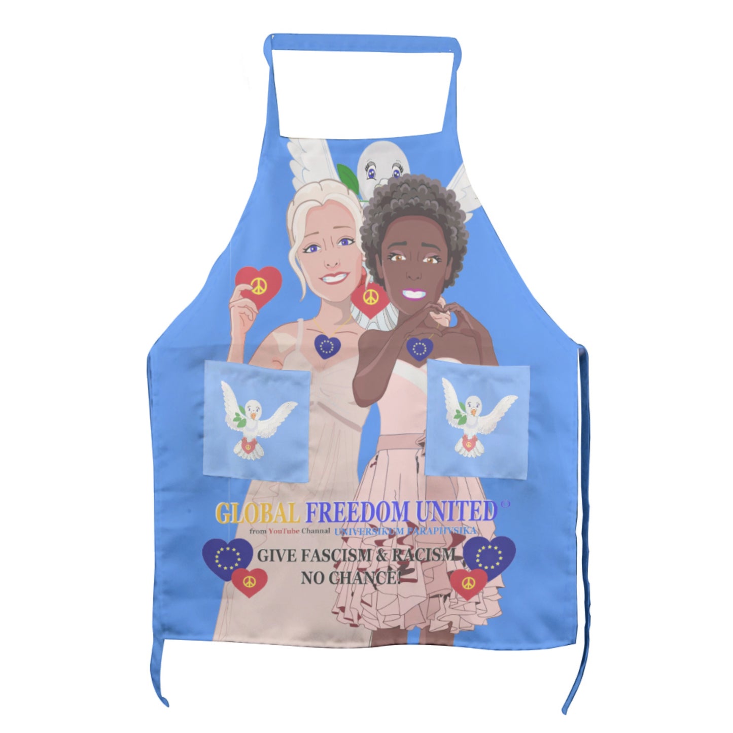 Apron GLOBAL FREEDOM UNITED© Women Anti Fascism & Racism EU Blue