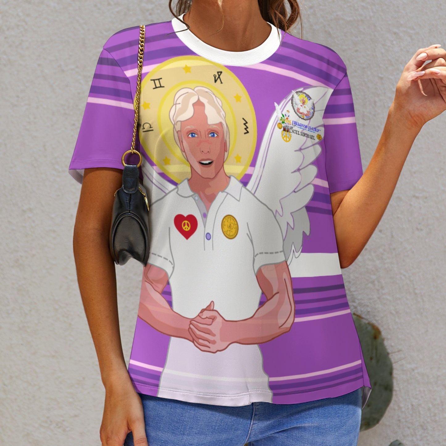 Women´s T-shirt Global Freedom United Archangel Michael German Lilac