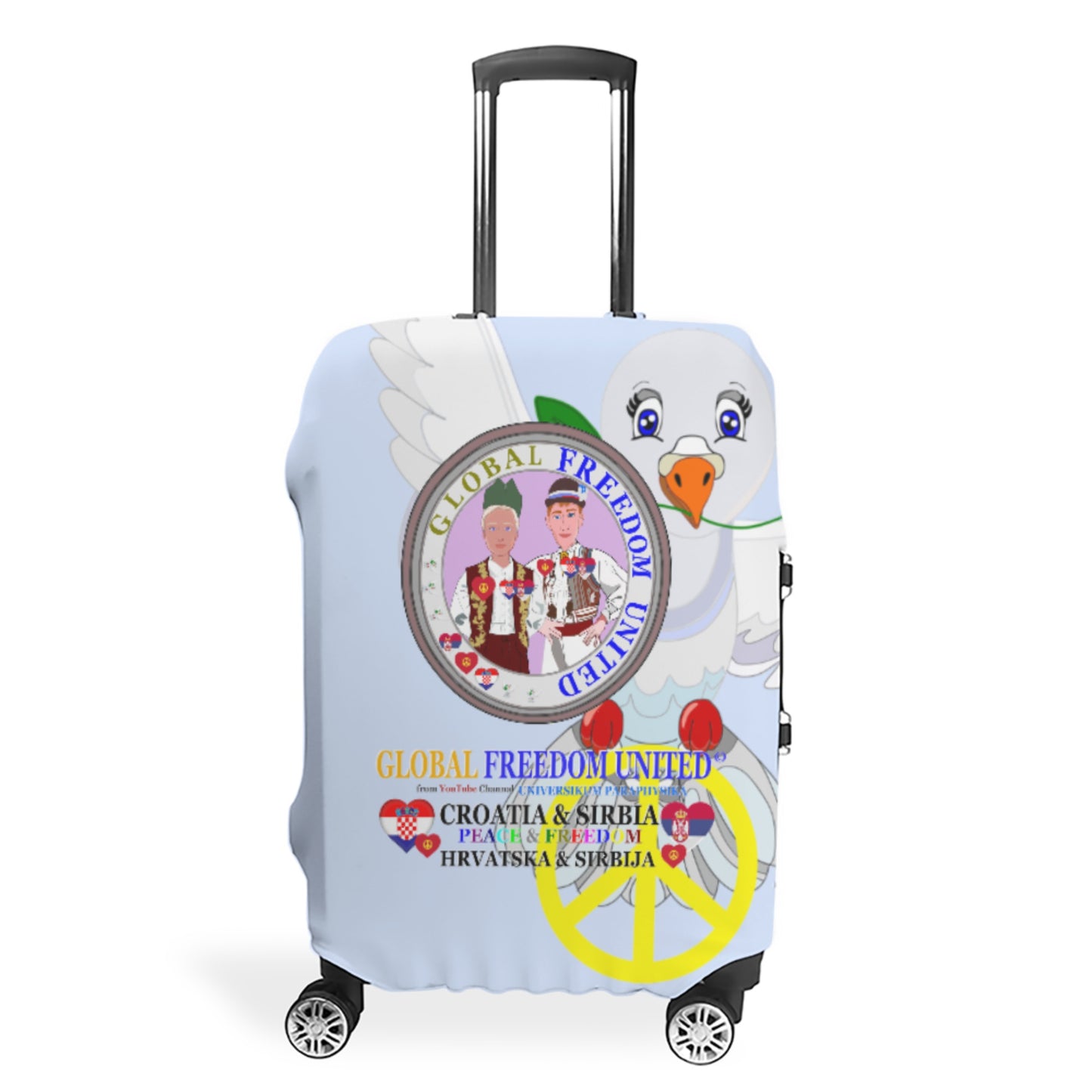 Lugguage Cover Global Freedom United Men Croatia & Serbia Old Peace Light Blue