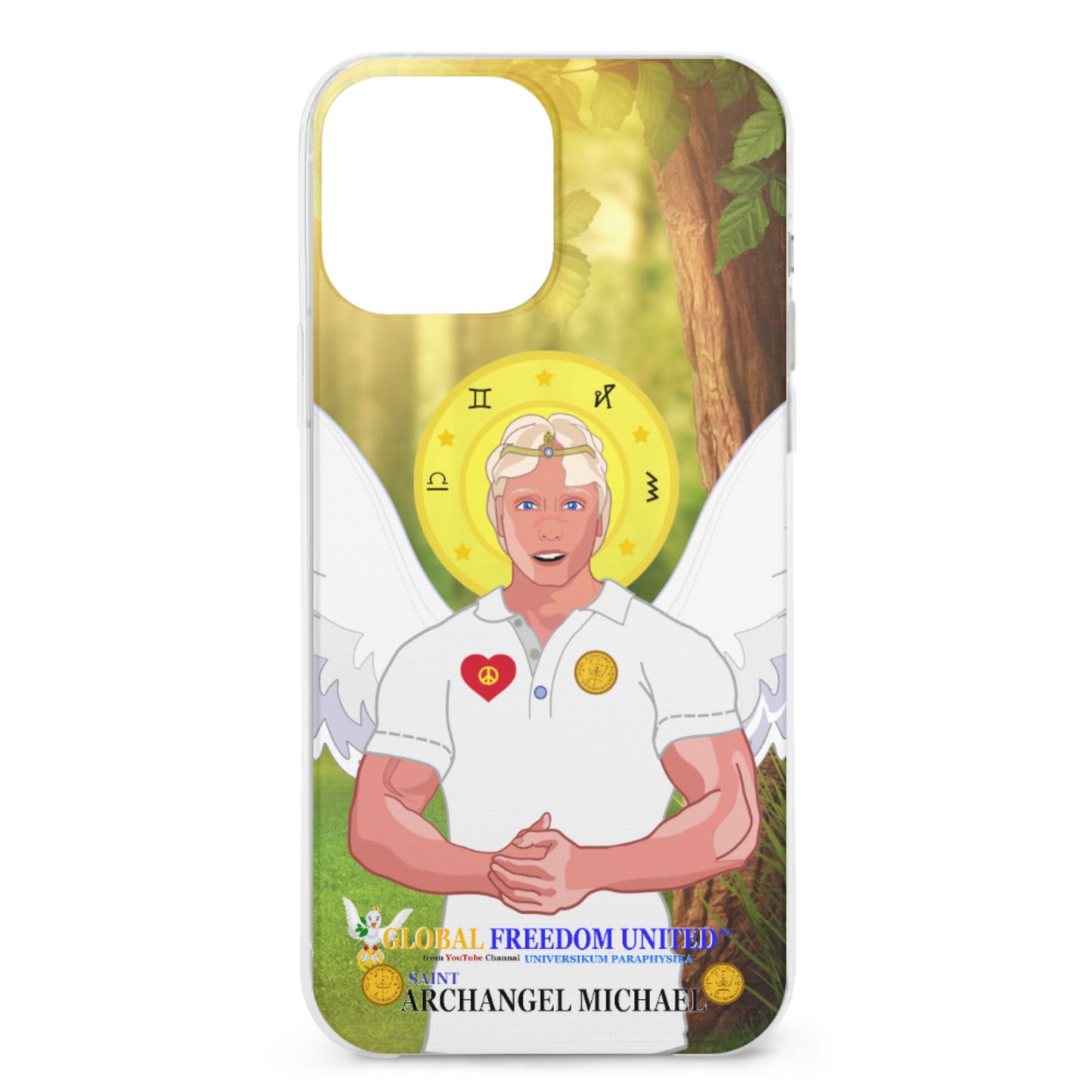 Mobile Phone Plush Hoodie GLOBAL FREEDOM UNITED© Archangel Michael English V3