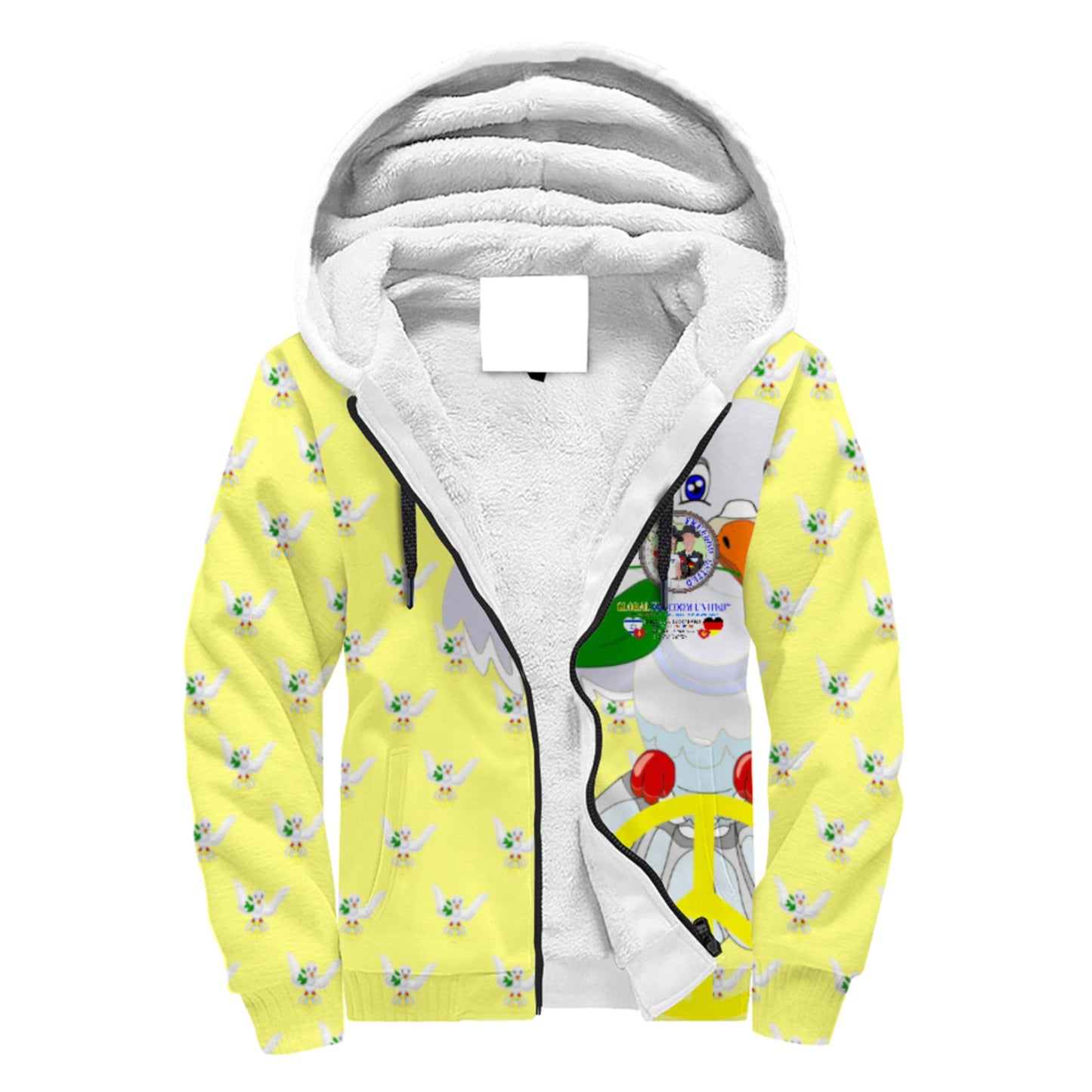 Plush Hoodie GLOBAL FREEDOM UNITED© Men Israel & Germany Yellow