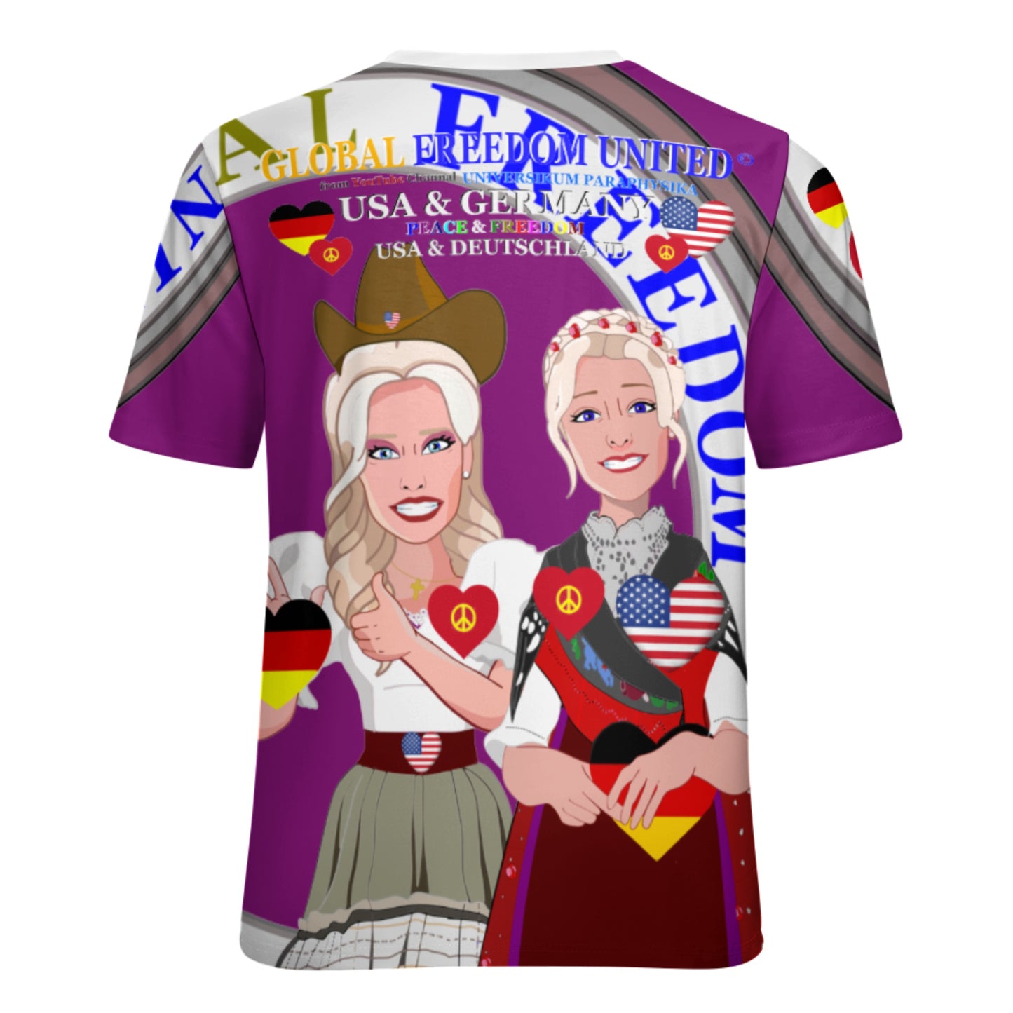 Women´s T-Shirt 3 GLOBAL FREEDOM UNITED© Women USA & Germany Lilac