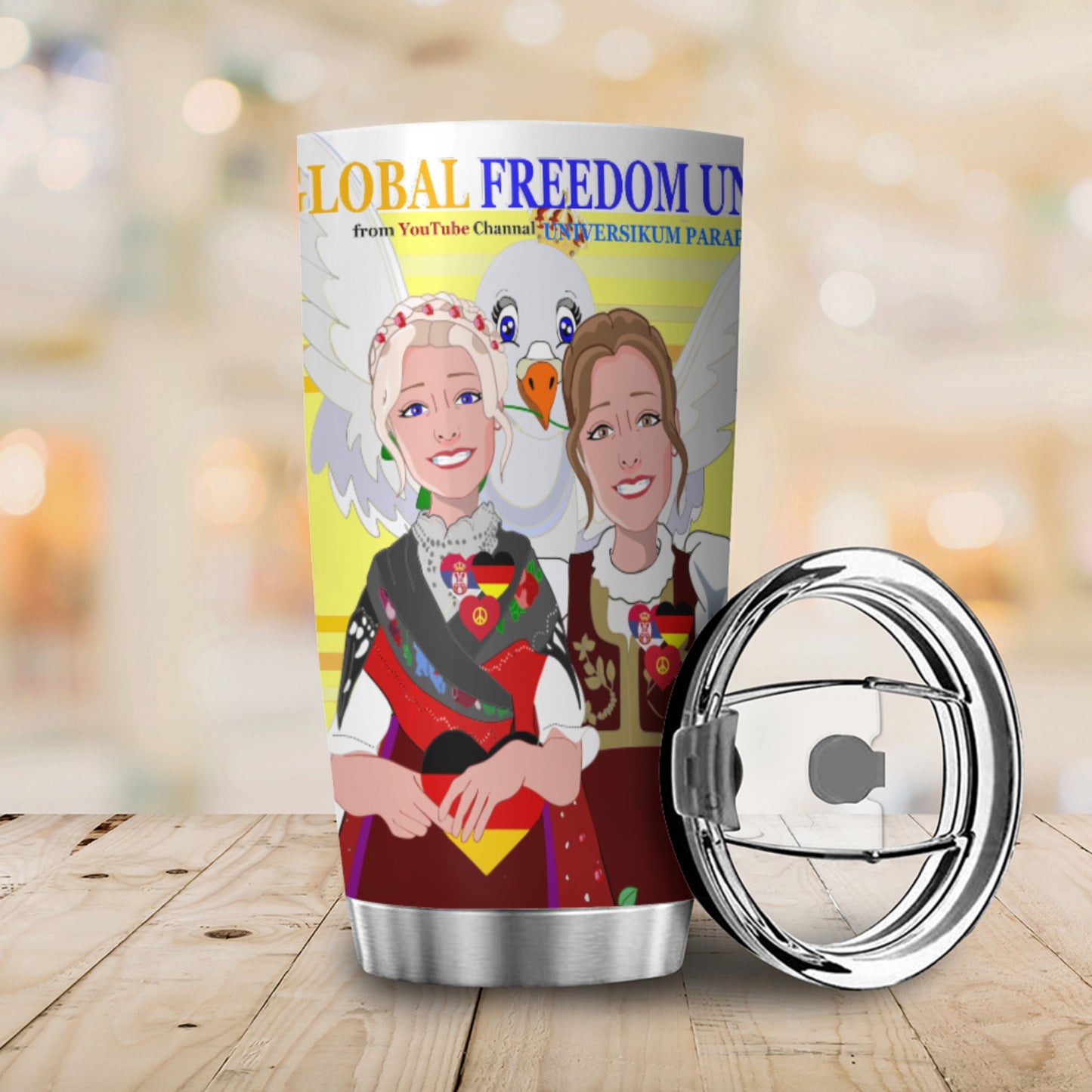 Tumbler GLOBAL FREEDOM UNITED© Women Serbia & Germany Yellow