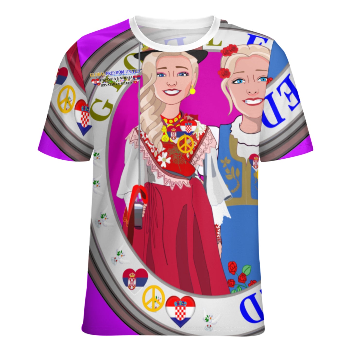 Women´s T-shirt 2 GLOBAL FREEDOM UNITED© Women Croatia & Serbia Blondi Lilac