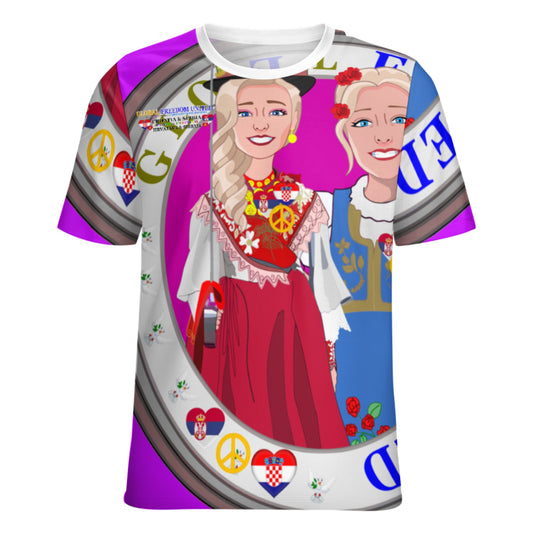 Women´s T-shirt 2 GLOBAL FREEDOM UNITED© Women Croatia & Serbia Blondi Lilac