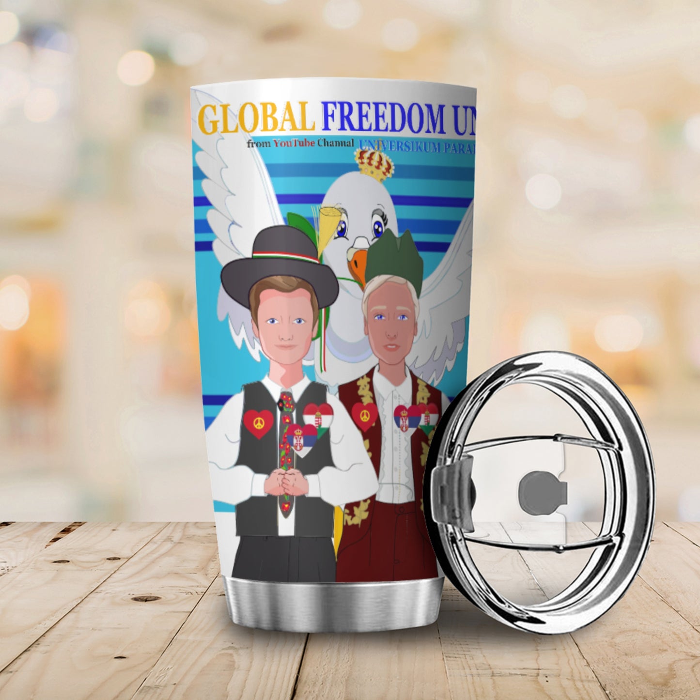 Tumbler GLOBAL FREEDOM UNITED© Men Hungary & Serbia Blue