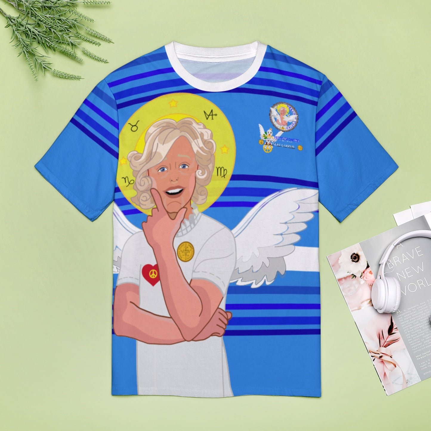 Women´s T-shirt 2 GLOBAL FREEDOM UNITED© Archangel Gabriel German Deep Blue