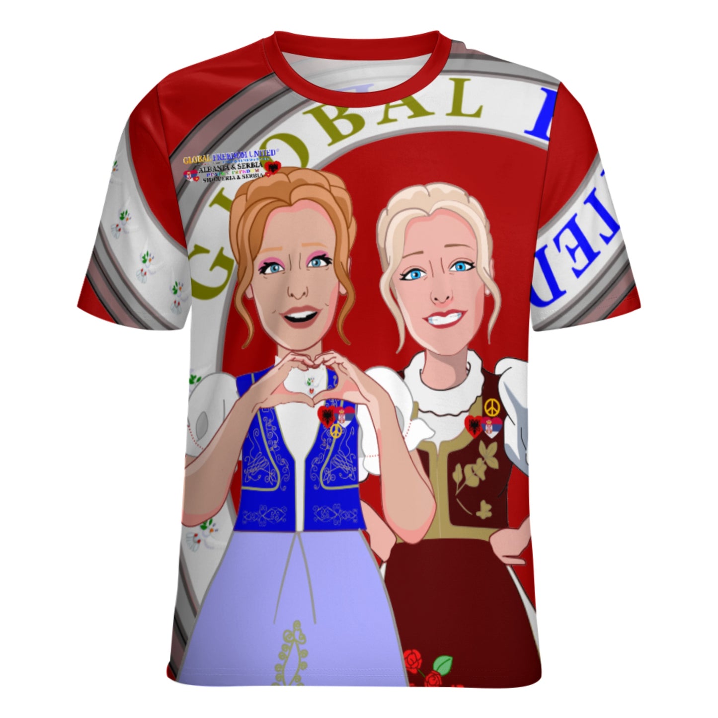Women´s T-shirt 3 GLOBAL FREEDOM UNITED© Women Albania & Serbia Red