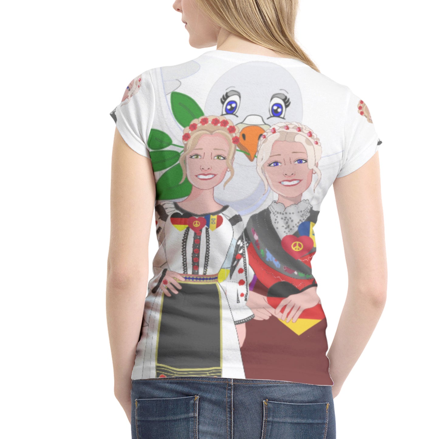 Women´s T-shirt GLOBAL FREEDOM UNITED© Women Romania & Germany BIG