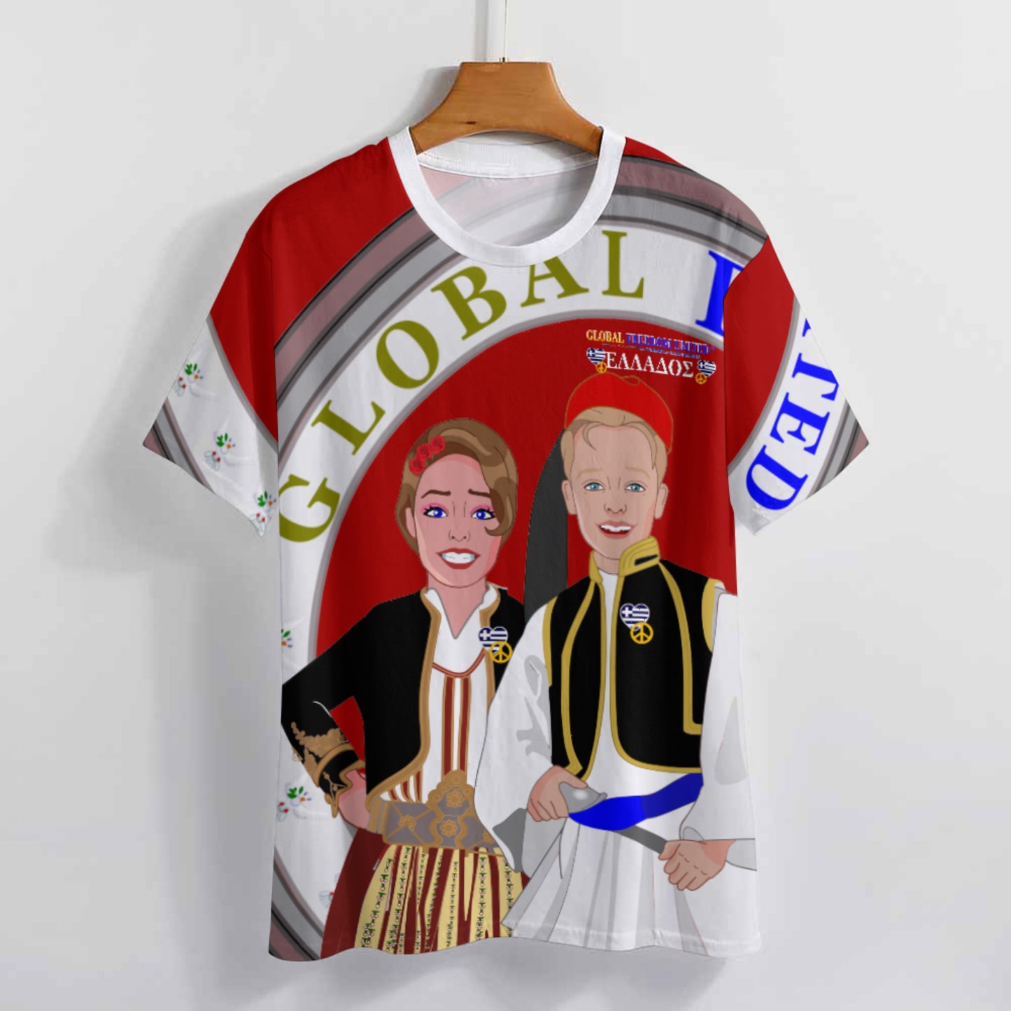 Women´s T-shirt 3 GLOBAL FREEDOM UNITED©  Couple Edition Greece Red