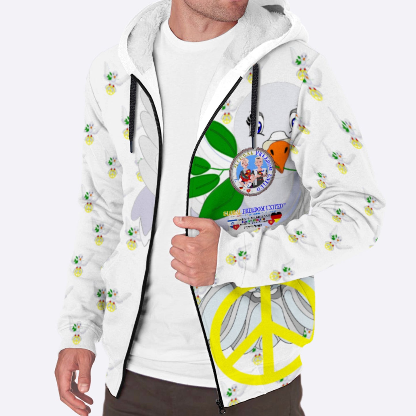 Plush Hoodie GLOBAL FREEDOM UNITED© Women Israel & Germany Old Peace Wight
