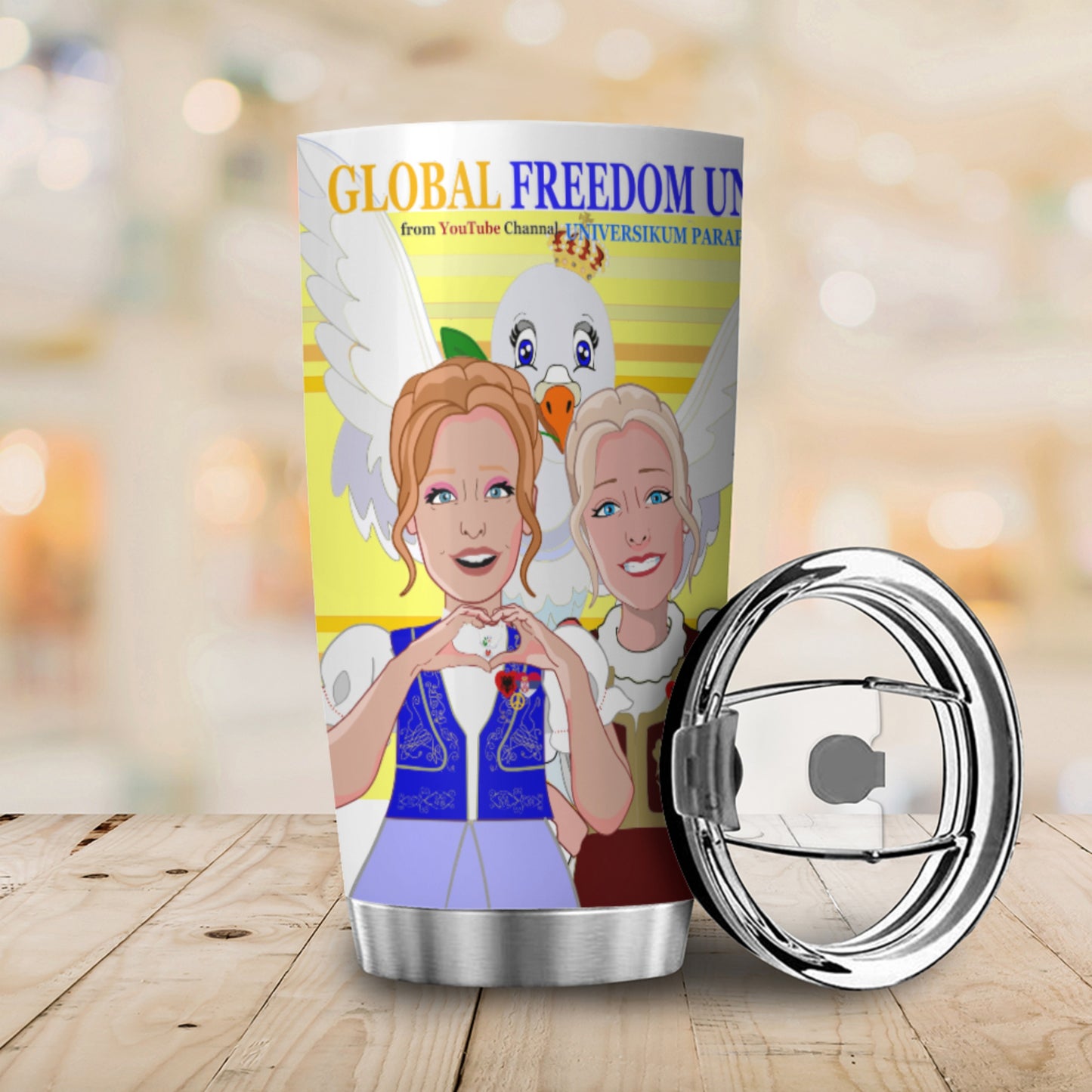 Tumbler Global Freedom United Women Albania & Serbia Old Peace Yellow