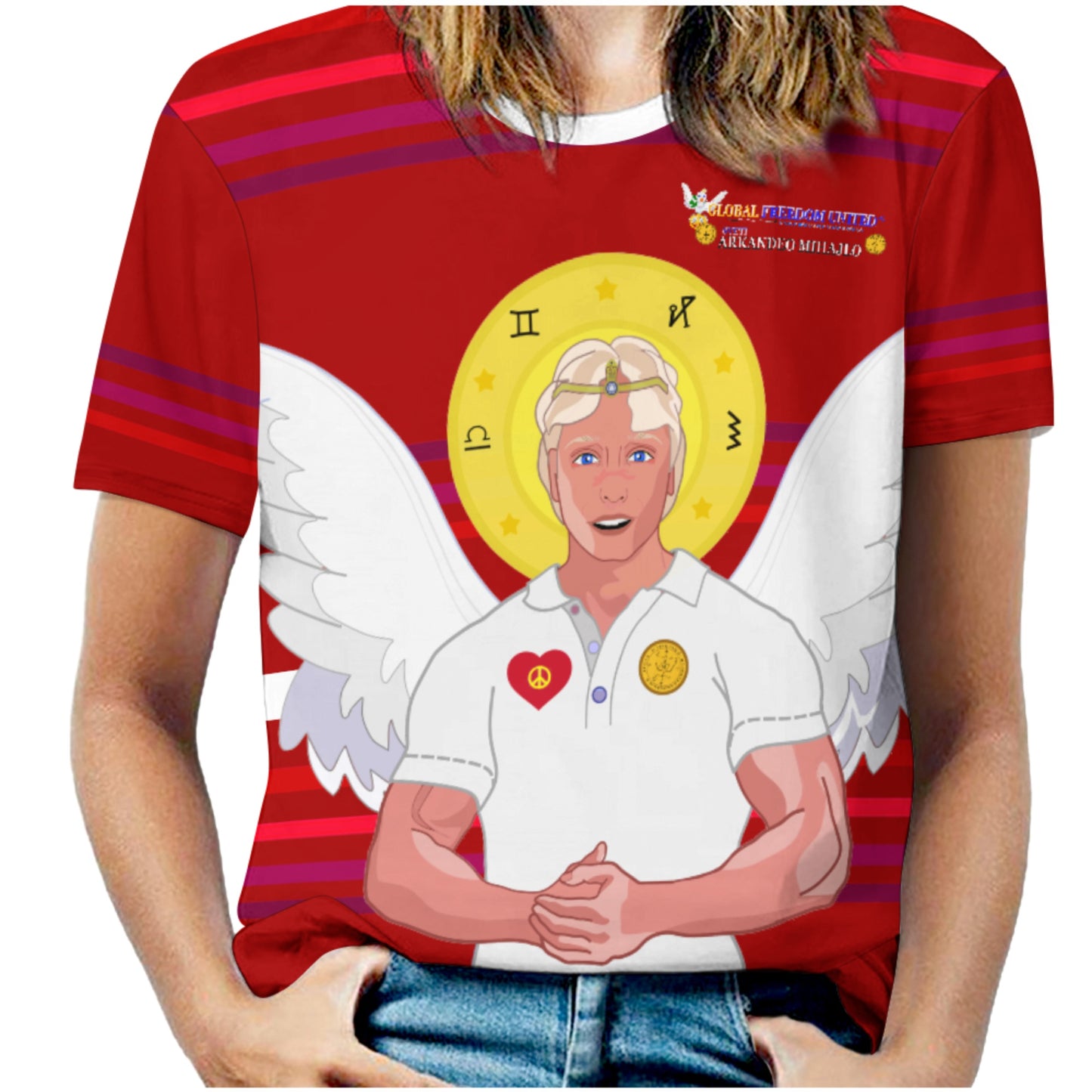Women´s T-shirt Global Freedom United Archangel Michael Croatia V2 Red