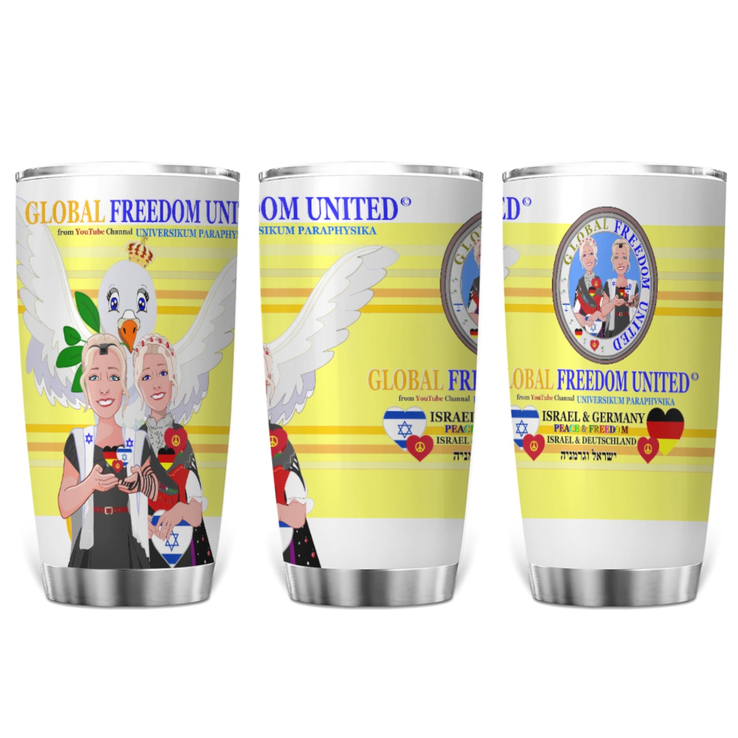 Tumbler GLOBAL FREEDOM UNITED© Women Israel & Germany Yellow