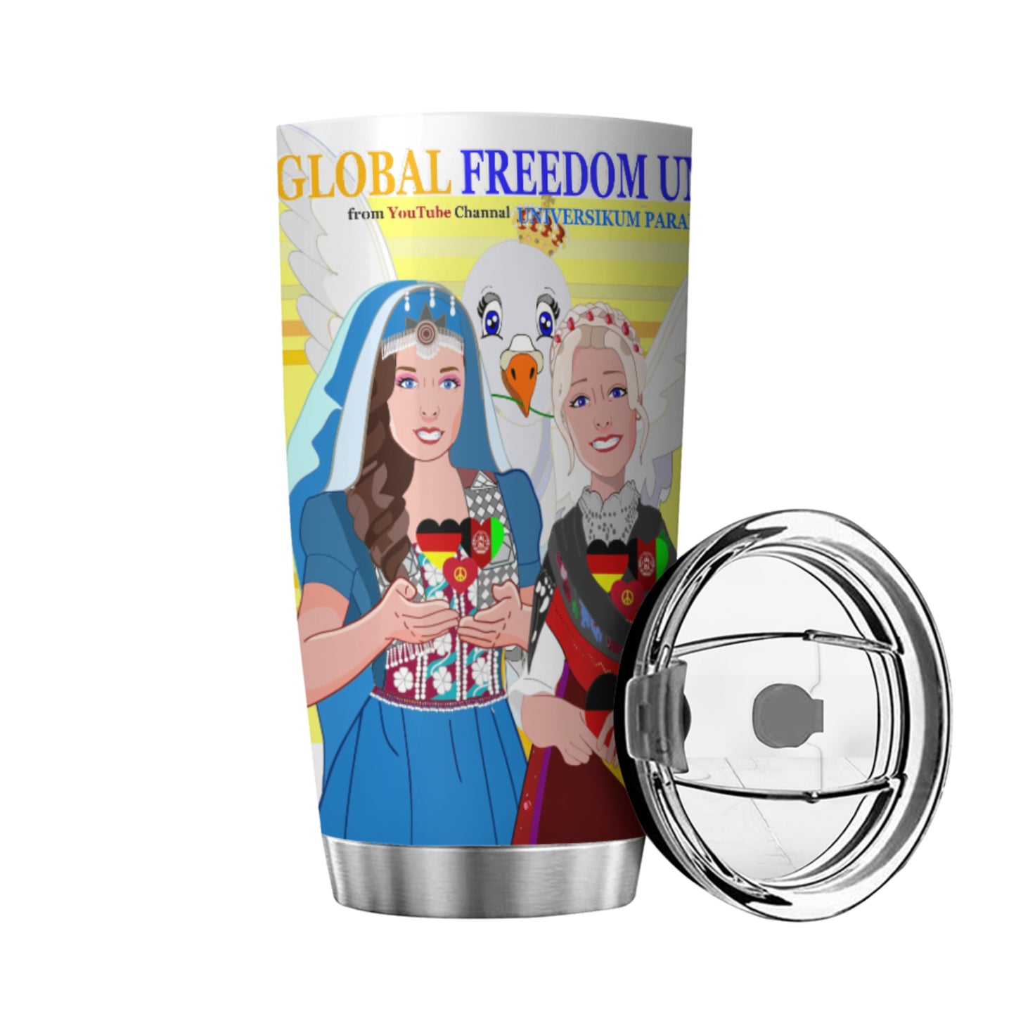 Tumbler Global Freedom United Women Afghanistan & Germany Old Peace Yellow
