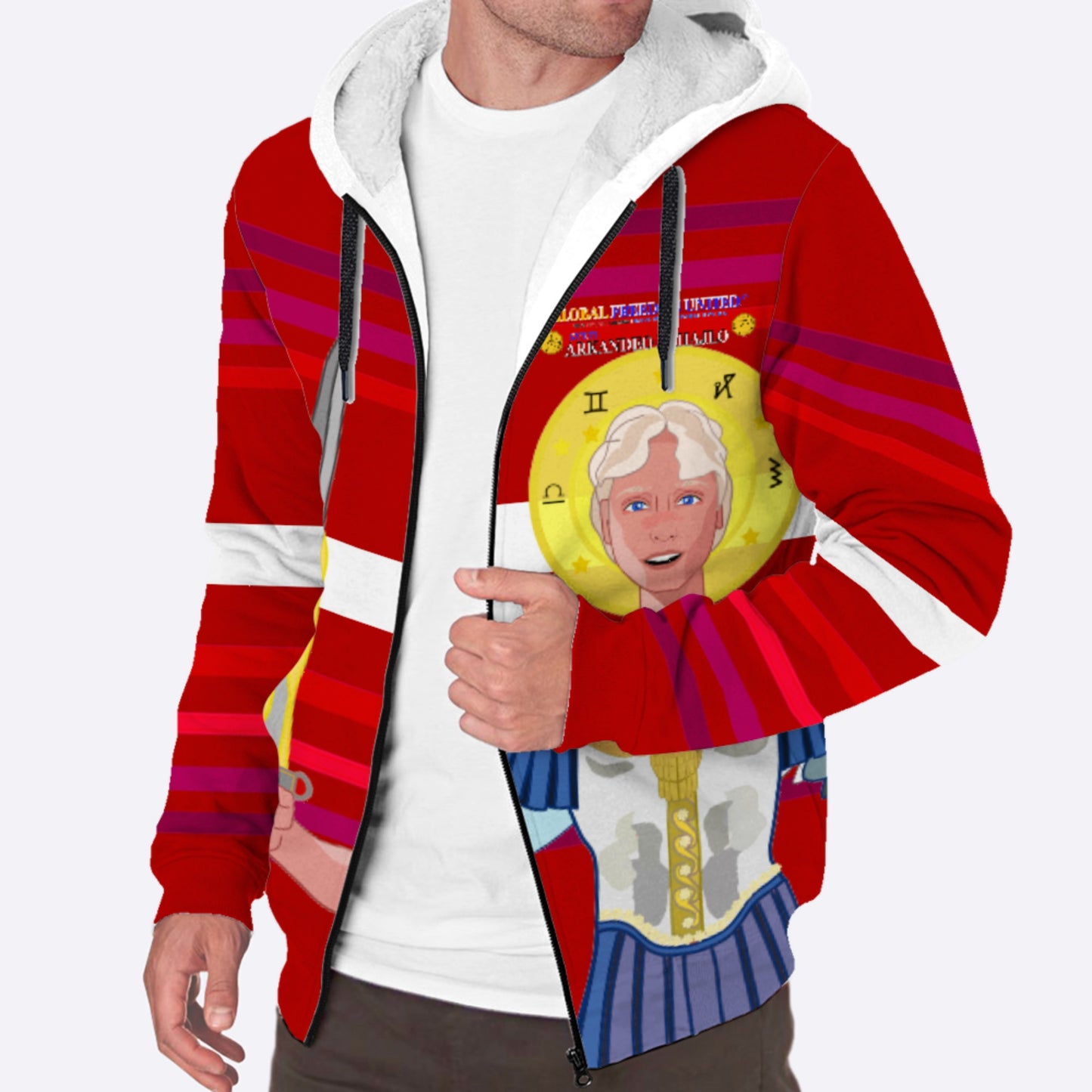 Plush Hoodie Global Freedom United Archangel Michael Croatia V1 Red