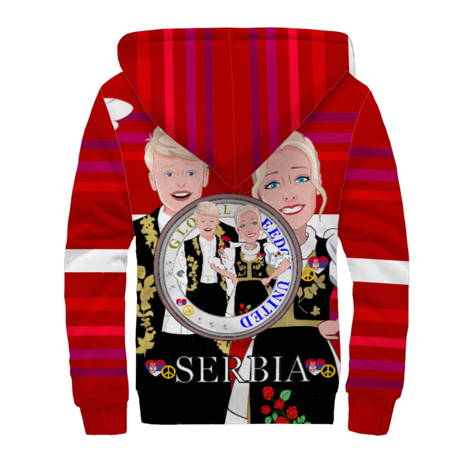Plush Hoodie 1 Global Freedom United Couple Edition Serbia Red