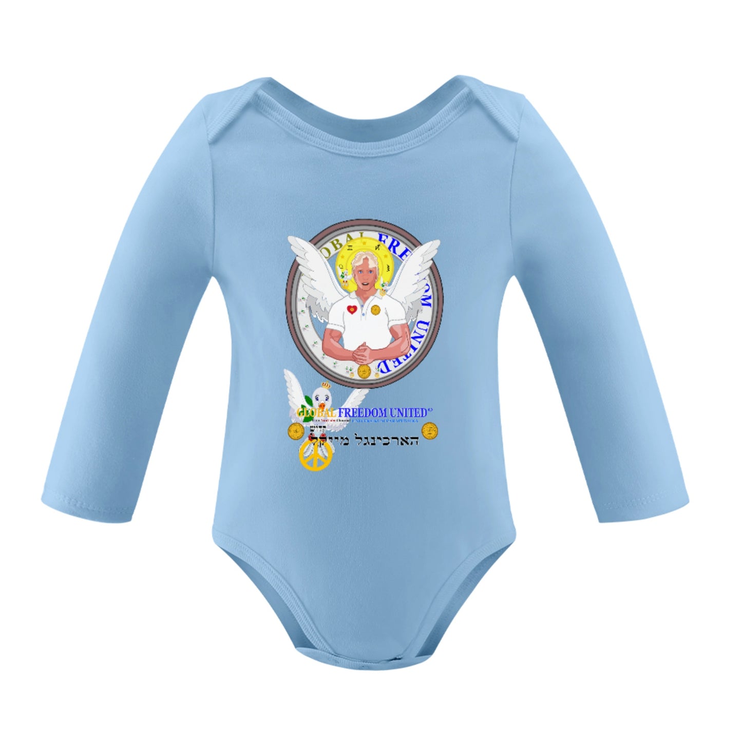 Baby Long-sleeve Bodysuit Global Freedom United Boy Archangel Michael Hebrew  1