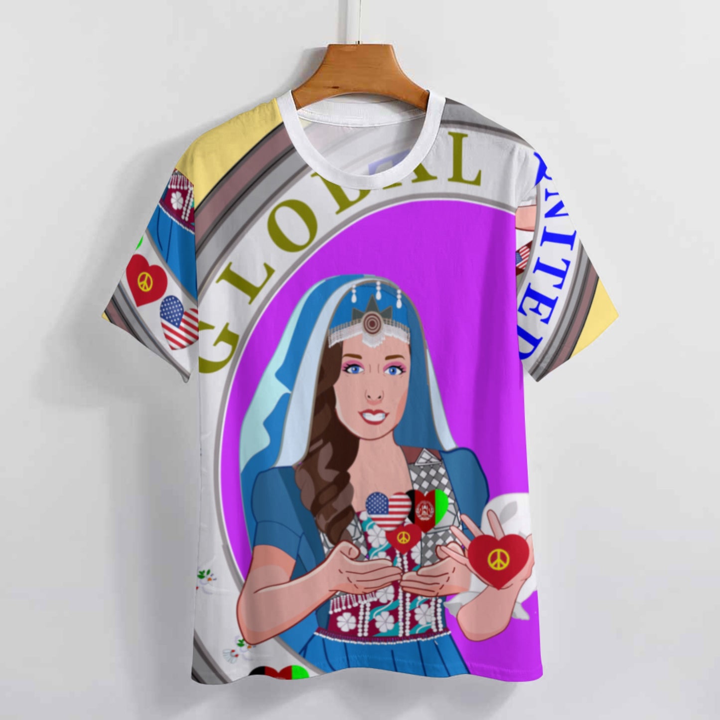 Women´s T-Shirt 3 GLOBAL FREEDOM UNITED© AFGHANISTAN & USA  Yellow