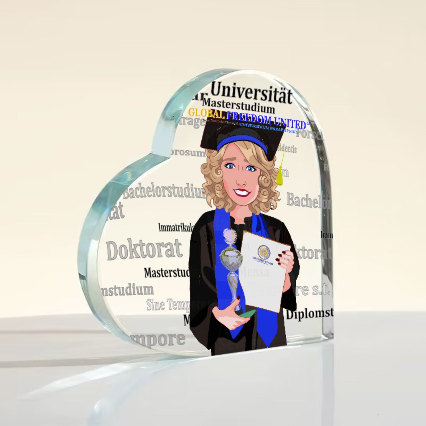 Acryl Heart Global Freedom United Student Girl Silver Place Blond Hair 2