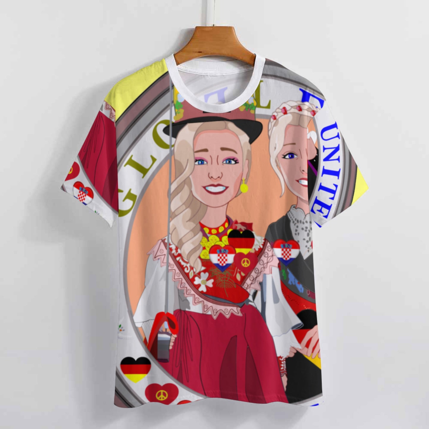 Women´s T-Shirt GLOBAL FREEDOM UNITED© Women Croatia & Germany V2 2 Yellow