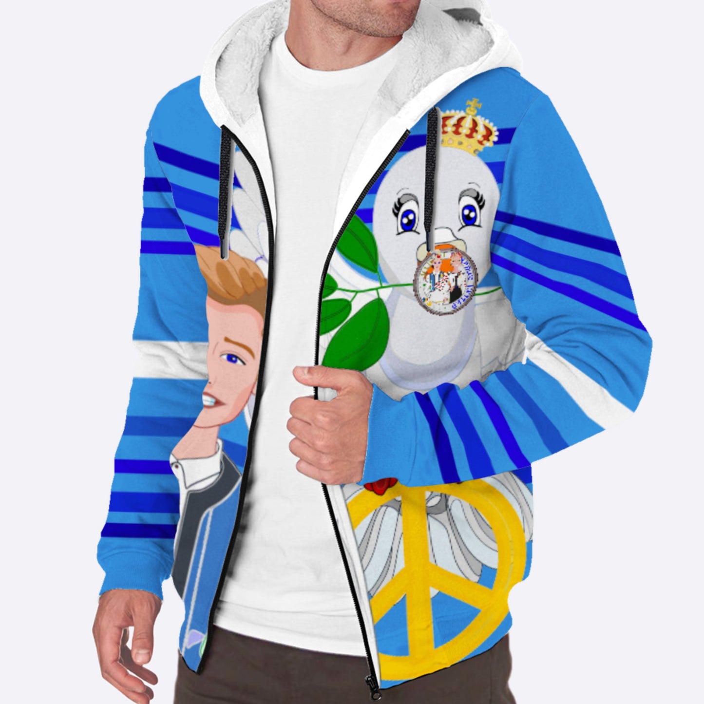 Plush Hoodie GLOBAL FREEDOM UNITED© Couple Edition Romania Deep Blue