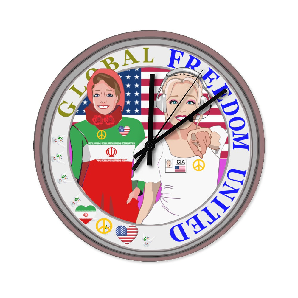 Wooden Wall Clock Without Scale GLOBAL FREEDOM UNITED© Women Iran & USA