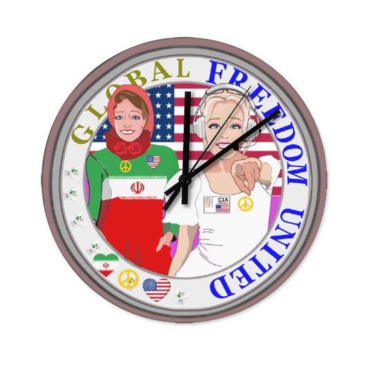 Wooden Wall Clock Without Scale GLOBAL FREEDOM UNITED© Women Iran & USA