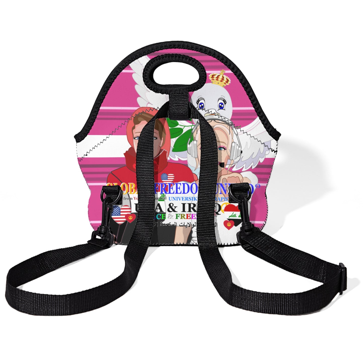 Meal Bag With Straw Global Freedom United Women Iraq & Usa Pink