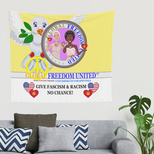 Tapestry GLOBAL FREEDOM UNITED© Women Anti Fascism & Racism USA Yellow