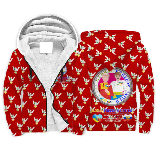 Plush Hoodie GLOBAL FREEDOM UNITED© Men Ukraina & Russia Red