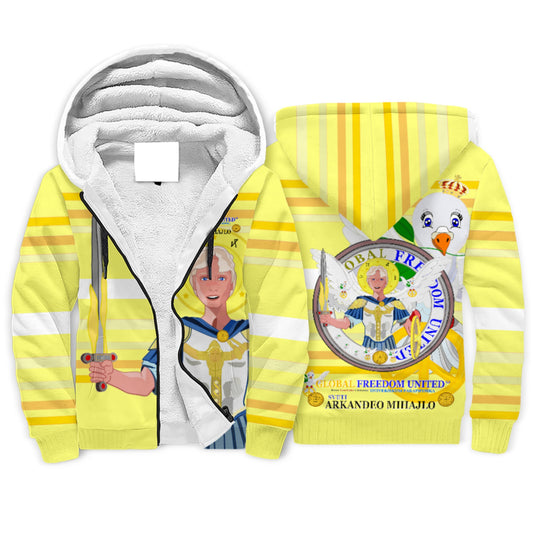 Plush Hoodie Global Freedom United Archangel Michael Croatia V1 Yellow