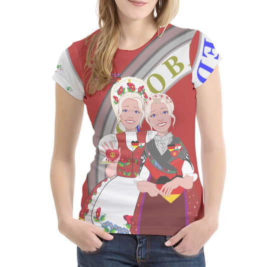 Women´s T-shirt 2 GLOBAL FREEDOM UNITED© Women Germany & Hungary Red