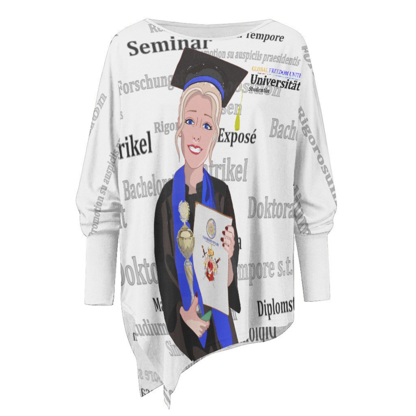 Pullover Long Sleeve T-shirt Global Freedom United Student Gold Place Blond Haire 1